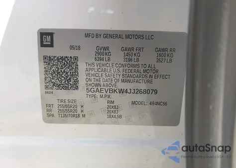 2018 Buick Enclave Premium z USA, uszkodzony, nr VIN 5GAEVBKW4JJ268079